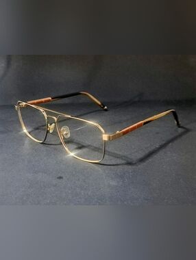 Classic Aviator Eyeglasses Gold Men